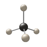 Methane molecular model rendered with Ball & Stick viewer application