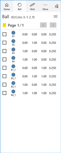 Ball tab page in sidebar of Ball & Stick viewer application