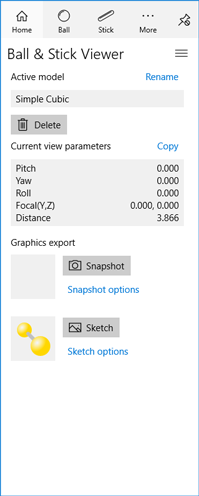Home tab page in sidebar of Ball & Stick viewer application